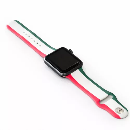 Apple Watch Ria-Ria szilikon óraszíj /piros-fehér-zöld/ 44/45/46/49 mm