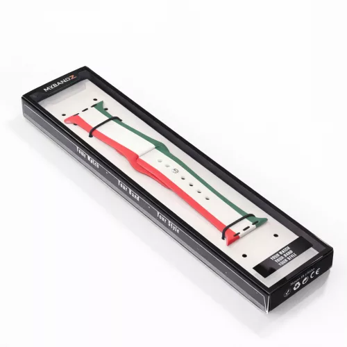 Apple Watch Ria-Ria szilikon óraszíj /piros-fehér-zöld/ 44/45/46/49 mm