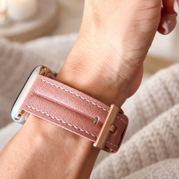 Apple Watch Verona bőróraszíj rosegold csattal /mályvarózsaszín/ 40/41 és 42mm