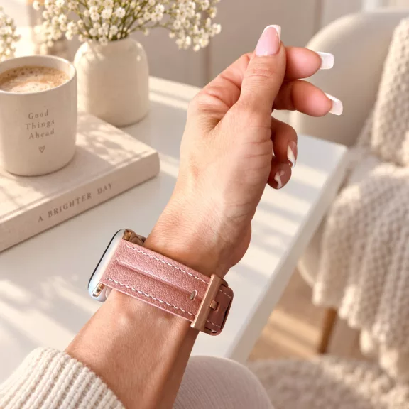 Apple Watch Verona bőróraszíj rosegold csattal /mályvarózsaszín/ 40/41 és 42mm