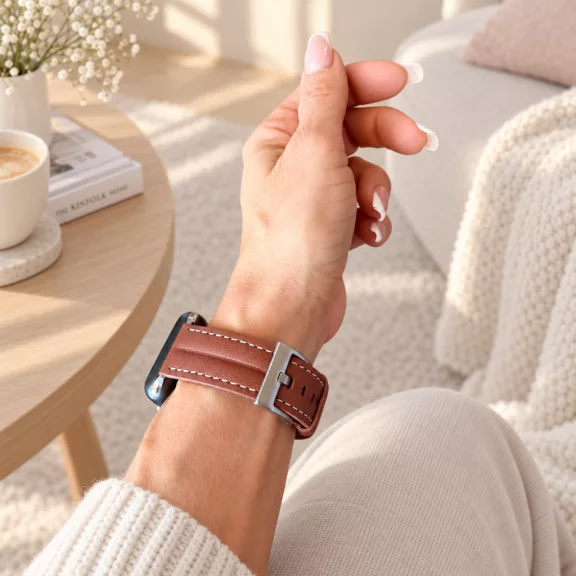 Apple Watch Verona bőróraszíj ezüst csattal /barna/ 40/41 és 42mm