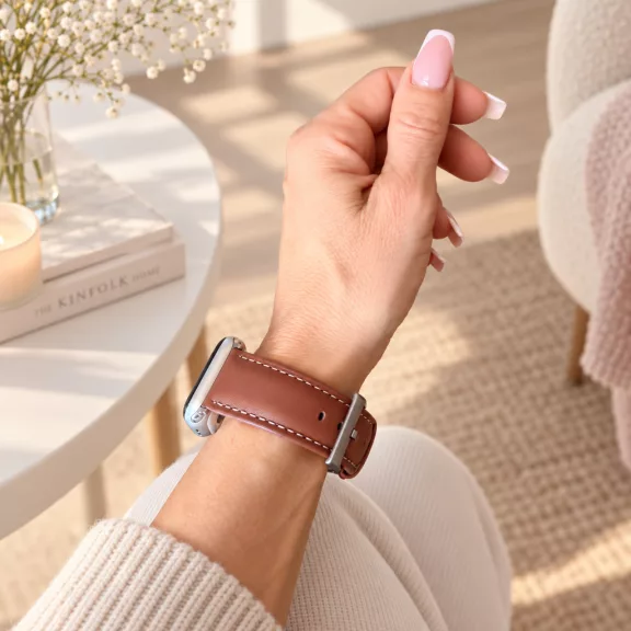 Apple Watch Firenze bőróraszíj ezüst csattal /barna/ 40/41 és 42mm