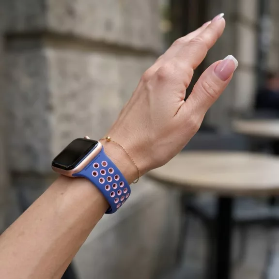 Apple Watch lélegző szilikon óraszíj /kék-pink/ 40/41 és 42mm