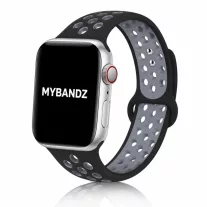   Apple Watch lélegző szilikon óraszíj /fekete-szürke/ 44/45/46/49 mm