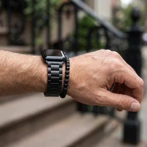 Apple Watch klasszikus fém óraszíj /fekete/ 44/45/46/49 mm