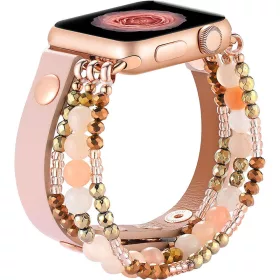   Apple Watch gyöngyös bőróraszíj- rózsaszín /40/41 és 42 mm