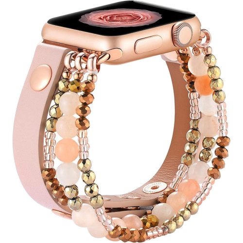 Apple Watch gyöngyös bőróraszíj- rózsaszín /38/40 és 41 mm
