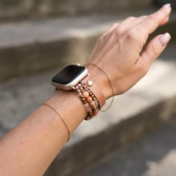 Apple Watch gyöngyös bőróraszíj-barna /40/41 és 42 mm