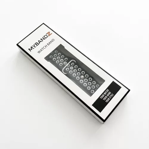 MYBANDZ Lélegző szilikon óraszíj / fekete-fehér / 20mm