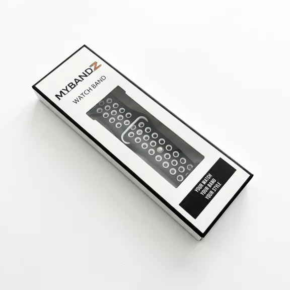 MYBANDZ Lélegző szilikon óraszíj / fekete-fehér / 20mm