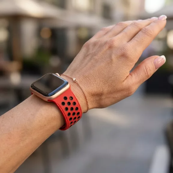 Apple Watch lélegző szilikon óraszíj /piros-fekete/ 40/41 és 42mm