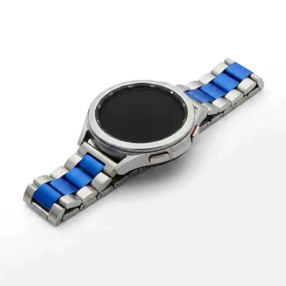 MYBANDZ Klasszikus fém óraszíj / ezüst-kék/ 20mm