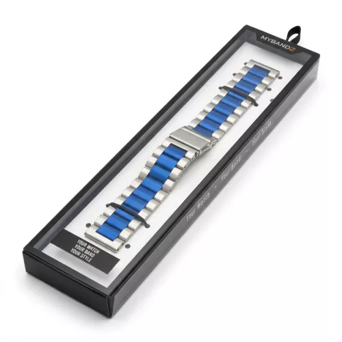 MYBANDZ Klasszikus fém óraszíj / ezüst-kék/ 20mm