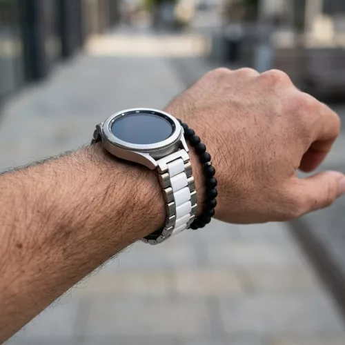 MYBANDZ Klasszikus fém óraszíj / ezüst-fehér / 20mm