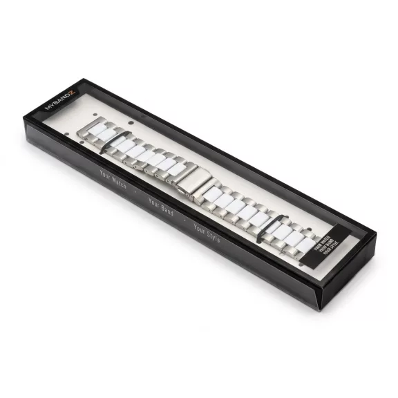 MYBANDZ Klasszikus fém óraszíj / ezüst-fehér / 20mm