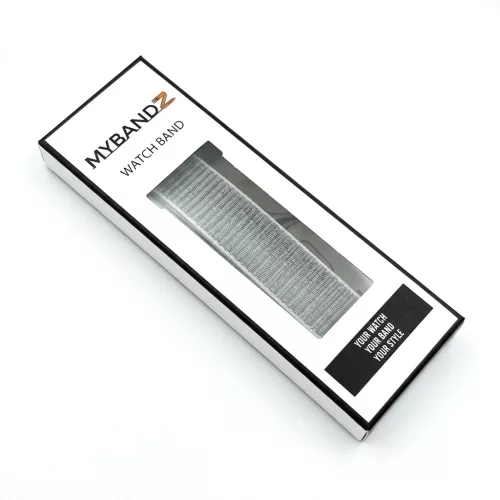 MYBANDZ Tépőzáras rugalmas szövet óraszíj / fehér-szürke / 22mm