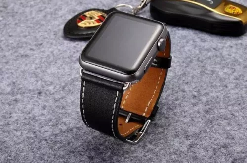 Apple Watch bőróraszíj /fekete/ 44/45/46/49 mm