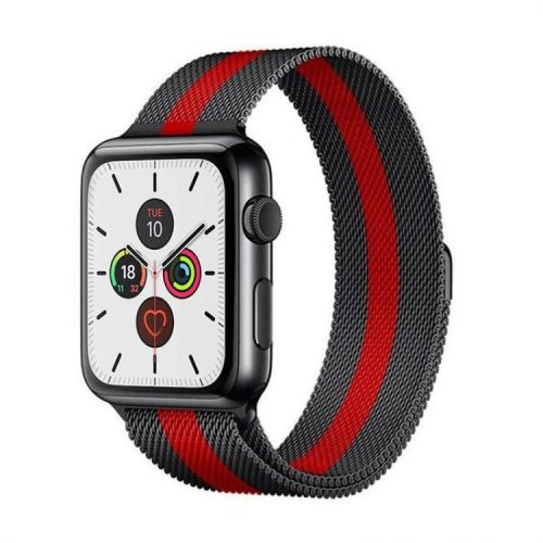 Apple Watch milánói fém óraszíj /fekete-piros/ 42/44/45/49 mm