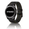 MYBANDZ Karbonszálas bőróraszíj / fekete - narancs varrás / 22mm