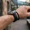 MYBANDZ Karbonszálas bőróraszíj / fekete - narancs varrás / 22mm