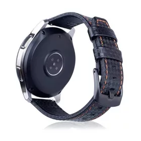   MYBANDZ Karbonszálas bőróraszíj / fekete / narancs varrás / 20mm