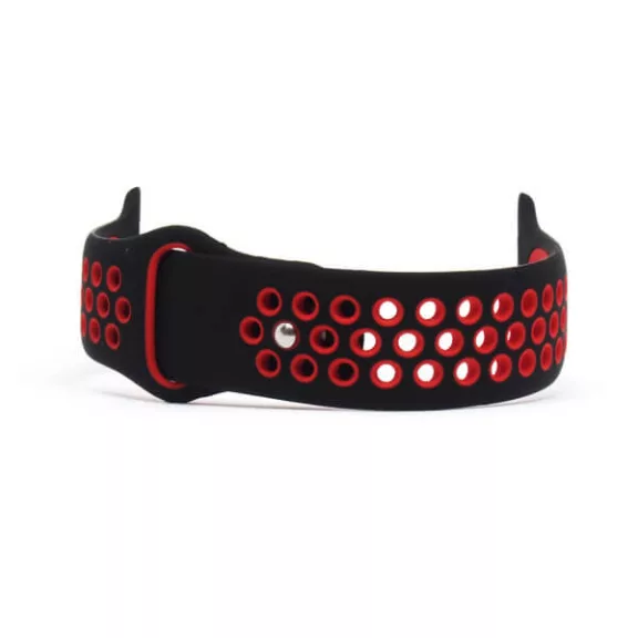 Apple Watch lélegző szilikon óraszíj /fekete-piros/ 44/45/46/49 mm