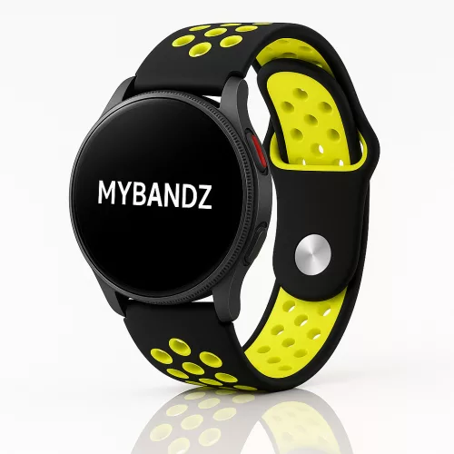 MYBANDZ Lélegző szilikon óraszíj / fekete-sárga / 20mm