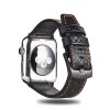 Apple Watch karbonszálas bőróraszíj - fekete - narancs varrás 42/44/45/49 mm