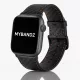 Apple Watch karbonszálas bőróraszíj - fekete - narancs varrás 44/45/46/49 mm