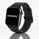 Apple Watch karbonszálas bőróraszíj - fekete - kék varrás 44/45/46/49 mm