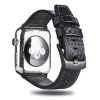 Apple Watch karbonszálas bőróraszíj - fekete - kék varrás 38/40/41 mm