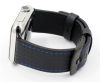 Apple Watch karbonszálas bőróraszíj - fekete - kék varrás 38/40/41 mm