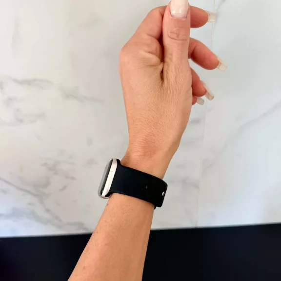 Apple Watch szilikon óraszíj gömb csattal /fekete/ 44/45/46/49 mm