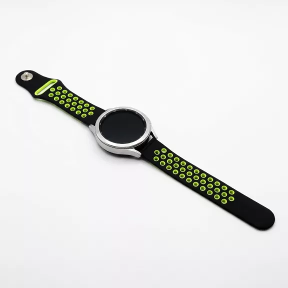 MYBANDZ Lélegző szilikon óraszíj / fekete-zöld / 20mm