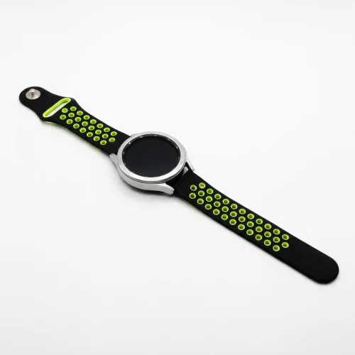MYBANDZ Lélegző szilikon óraszíj / fekete-zöld / 20mm