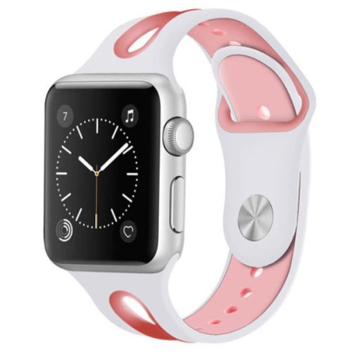 Apple Watch szilikon óraszíj /fehér-pink/ 38/40/41 mm