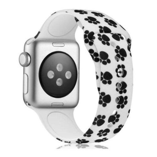 Apple Watch szilikon óraszíj /fehér-tappancsos/ 38/40/41 mm