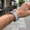 MYBANDZ Klasszikus fém óraszíj - rosegold-fehér/ 22mm
