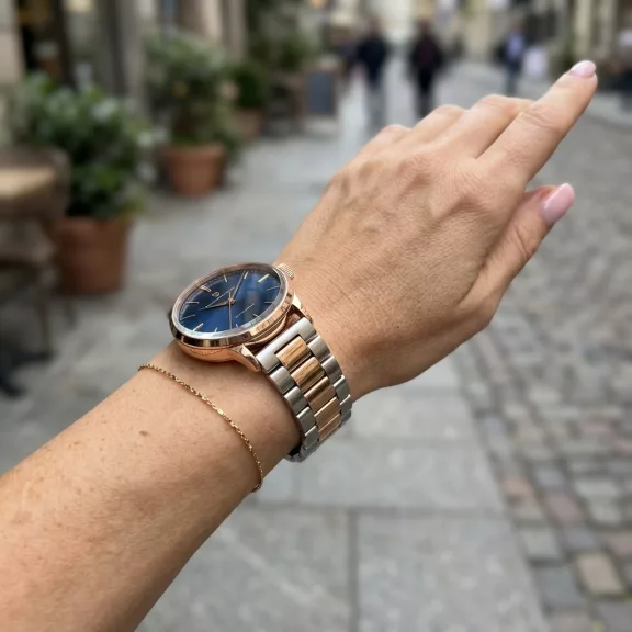 MYBANDZ Klasszikus fém óraszíj - ezüst-rosegold/ 22mm