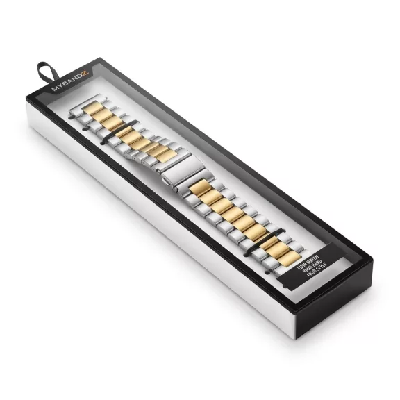 MYBANDZ Klasszikus fém óraszíj - ezüst-arany/ 22mm