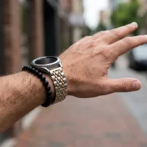   MYBANDZ Pearlmaster láncszemes fém óraszíj - ezüst-arany/ 22mm