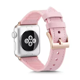   Apple Watch kívül bőr belül szilikon óraszíj /pink/ 44/45/46 és 49 mm