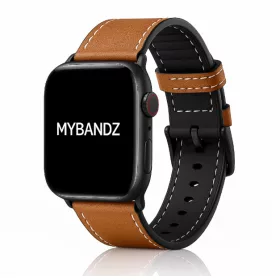   Apple Watch kívül bőr belül szilikon óraszíj /őzbarna/ 40/41 és 42mm