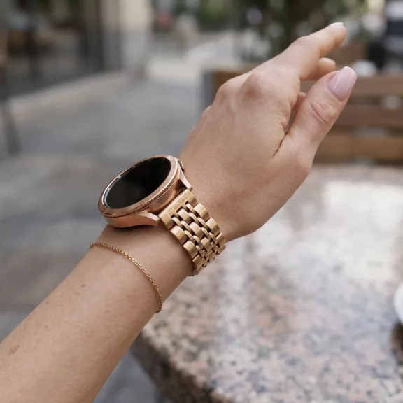 MYBANDZ Pearlmaster láncszemes fém óraszíj - rosegold/ 20mm
