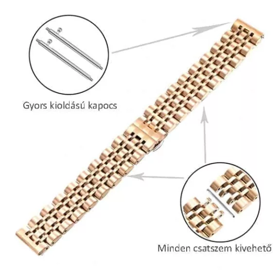 MYBANDZ Pearlmaster láncszemes fém óraszíj - rosegold/ 20mm
