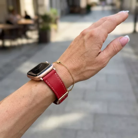 Apple Watch bőróraszíj /piros/ 40/41 és 42mm
