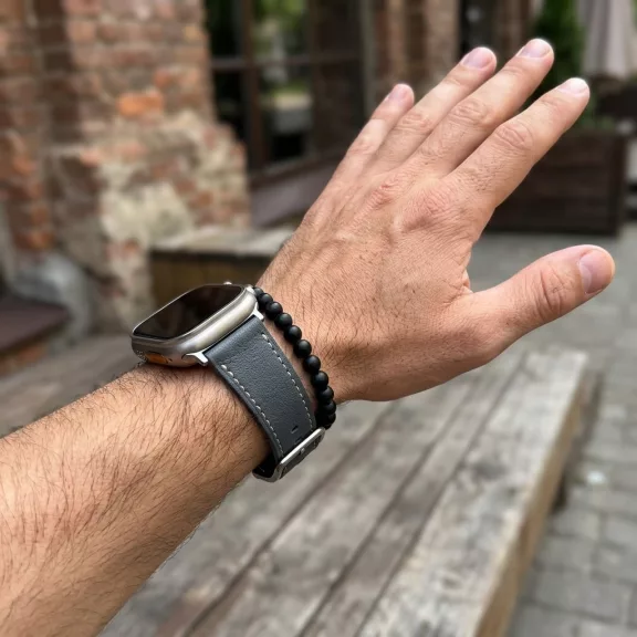 Apple Watch bőróraszíj /szürke/ 44/45/46/49 mm