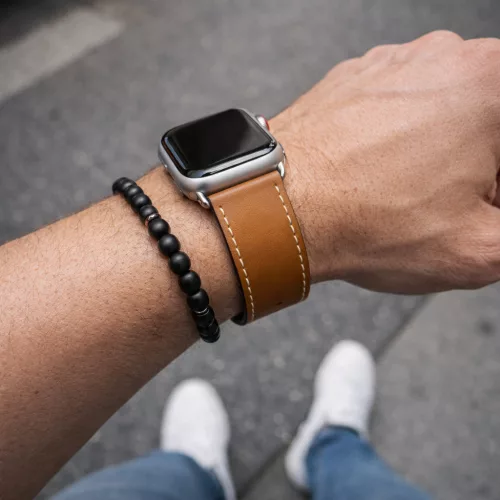 Apple Watch bőróraszíj /barna/ 44/45/46/49 mm