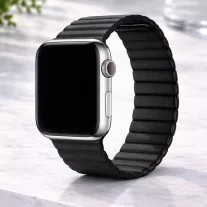 Apple Watch mágneses bőróraszíj /fekete/ 44/45/46/49 mm