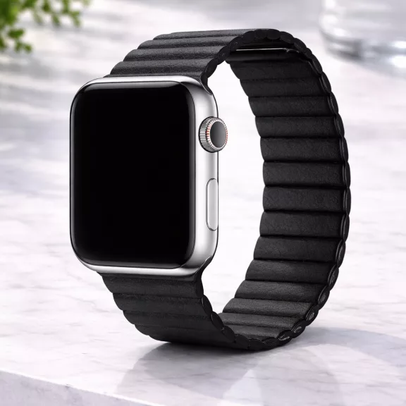 Apple Watch mágneses bőróraszíj /fekete/ 44/45/46/49 mm